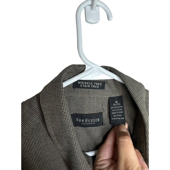 Van Heusen Cotton Blend Button Down Shirt Gray Medium - Picture 2 of 3